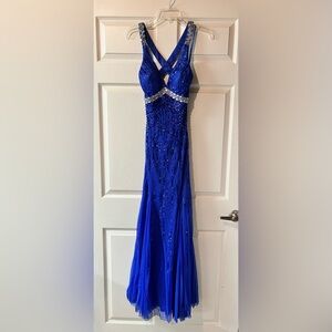 Vintage Royal blue long beaded dress